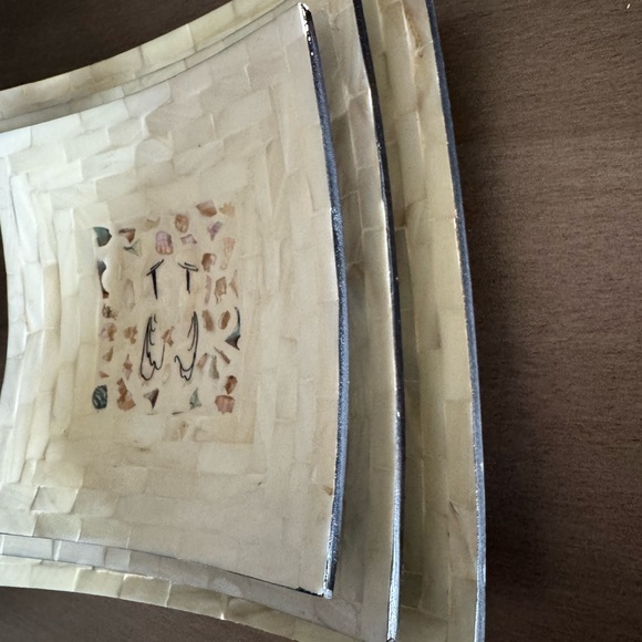 Asian mosaic style decor plates with eggshell or mother of pearl inlay - Picture 9 of 9